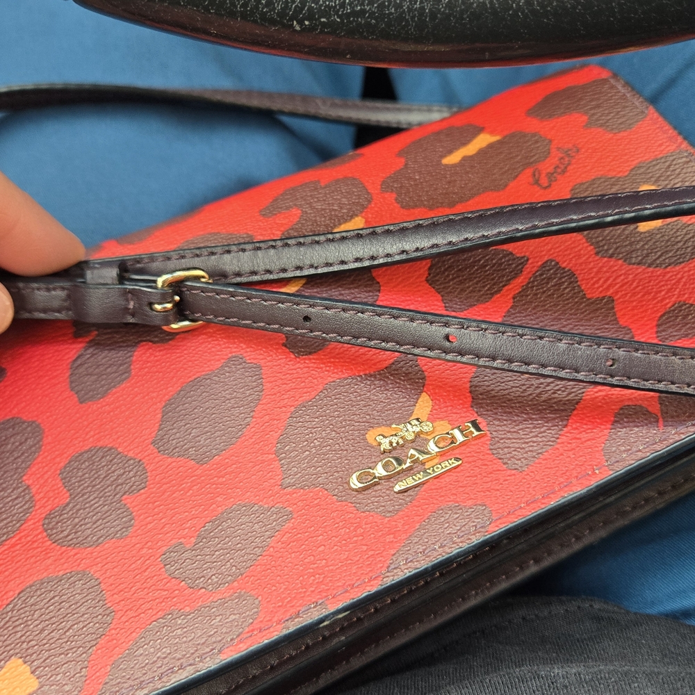 Coach Red Leopard Print Crossbody Bag